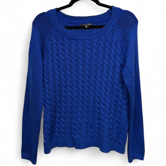 Lemon Tart Sweaters - Elegant Blue Cable Knit Sweater